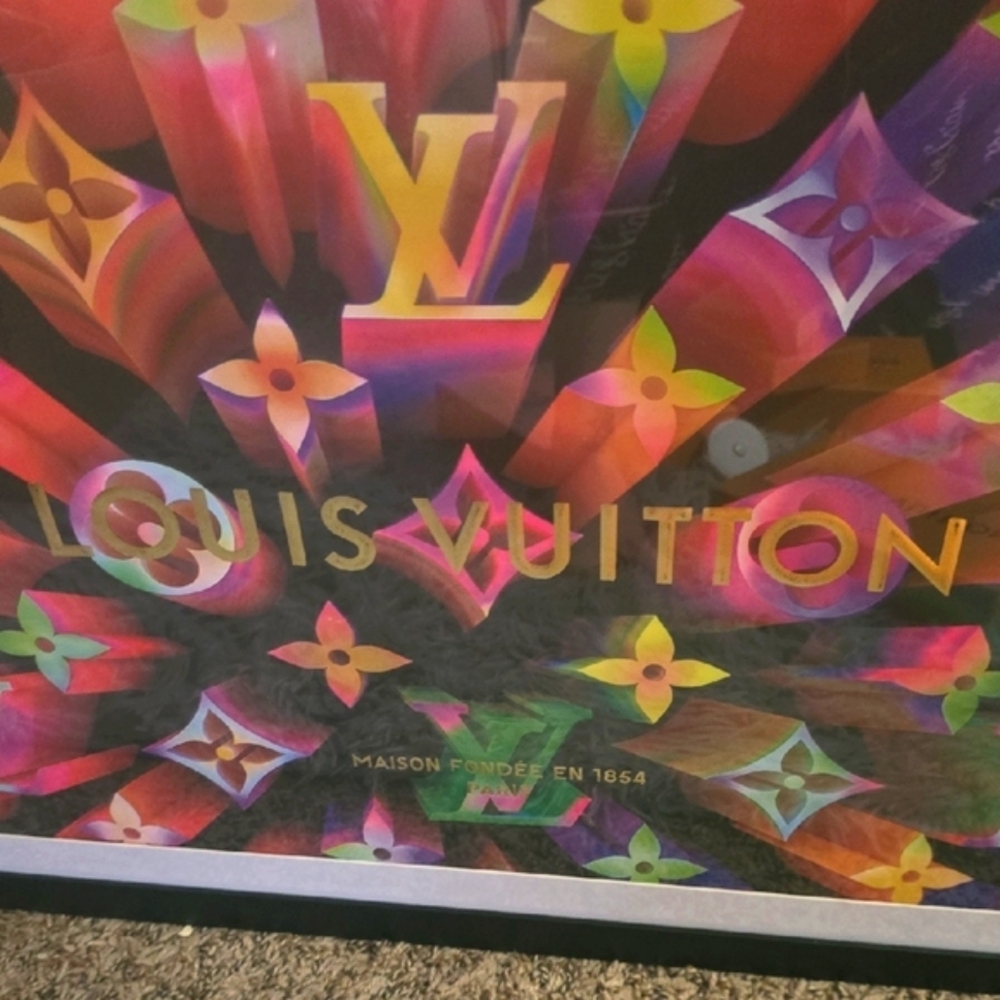 Louis Vuitton Multicolor Burst Art Print Huge XL Shopping Bag In Frame (EUC)🖤✨️ - Picture 3 of 5